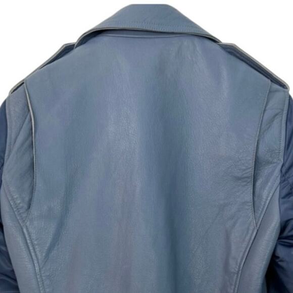 Sandro Blue Leather Jacket | Size 2 - Picture 4 of 15